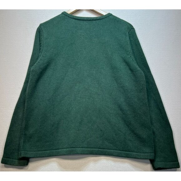 Northern Reflections Womens Zip Up Cardigan Sweater Sz L Green Embroidery Floral - Picture 2 of 11